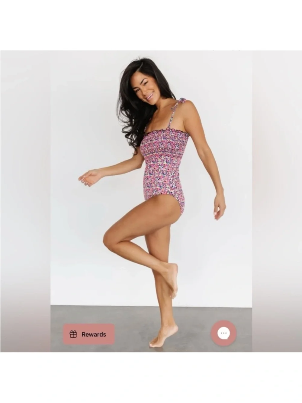 BalticBorn Nikki Smocked One Piece Swimsuit‎ in Neon Floral Beach Size Small